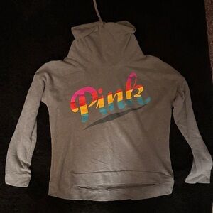 Victoria's Secret PINK Gray Hoodie with Rainbow Logo